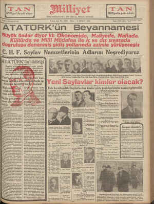 Milliyet Gazetesi February 5, 1935 kapağı