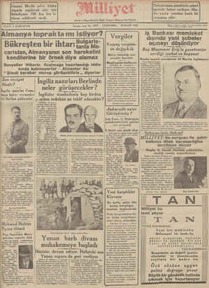      FİATI 5 KURUŞTUR Son vaziyet Nedir? İngiliz nazırlar Fran- Bay Hitler nasyonal sosyalist üniformasile BARLIN, 19 (A.A.) —