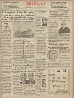Milliyet Gazetesi 22 Mart 1935 kapağı