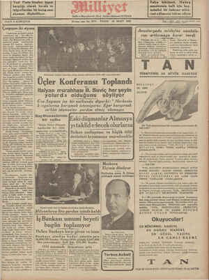Milliyet Gazetesi March 24, 1935 kapağı