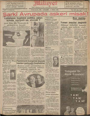 Milliyet Gazetesi April 3, 1935 kapağı
