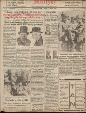 Milliyet Gazetesi 7 Nisan 1935 kapağı