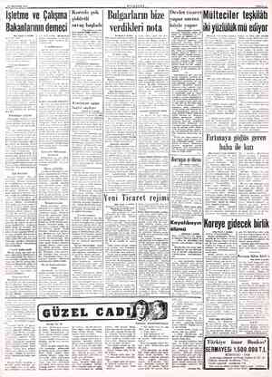  12 AGUSTOS 1950 İşletme ve Çalışma Bakanlarının demeci (Bas taratı 1 incide) ni tesbil ettik, Mevzuatın tüdiline ait ha....