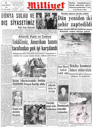  | Başyazarı; Ali Naci KARACAN Adres; Nuruosmaniye, Türbedar Sokak No:18-İSTANBUL Telgraf : MİLLİYET - İstanbul YIL; 1— SAYI: