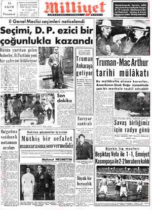 16 EKİM Pazartesi Adres: Nuruosmaniye Türbedar Sokak No: 18-İSTANBUL Telgraf : MİLLİYET - İstanbul YIL: 164 Posta Kutusu :