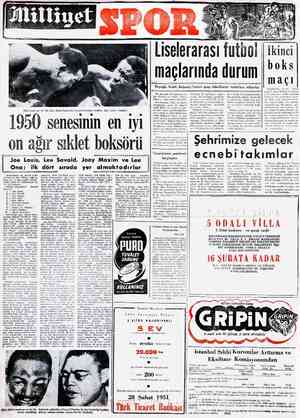  Düny: 1950 senesinin en iyi on ağır siklet boksörü ÇA Joe Lou & Ona; 1S; LA Lee Savold, Joey Maxim ve Lee ilk dört sırada yer