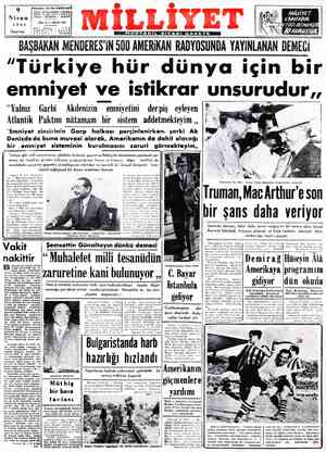  Başyazarı: Ali Naci KARACAN'| Adres: Nuruosmaniye Türbedaş Sokak No: 18 -İSTANBULN Telgraf; MİLLİYET - İstanbul 9 MÜLİYET...