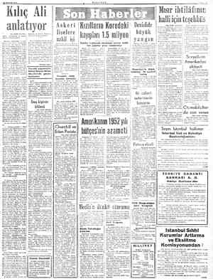  18 ARALIK 1951 Kılıç Ali anlatıyor * IBaş taratı birincide) | dırçın arkadaşlar da nazarı | dikkati celbediyorlardı. Meclisin