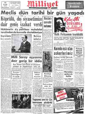  20 Aralık 1951 Perşembe | Adres: Nuruosmanjye Türbedar Sokak No; 18 Telgrafi MİLLİYET | İSTANBUL İstanbul YIL: 2 — SAYI: 518