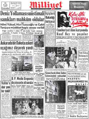  26 Aralık 1951 Çarşamba T Posta Kutusu FİYATI Adâresi Nuruosmaniye Türbedar Sokak Ne; 18 -İSTANBUL Telgraf: MİLLİYET ,...