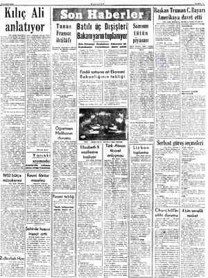  17 ŞUBAT 1952 MİLL Kılıç Ali anlatıyor rBa, taratı birincide) dalyede uturuyordum. O sıra- darda Başvekil İsmet Paşanın...