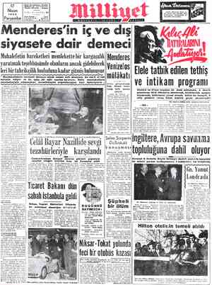  17 Kâresi Nuruosmaniye Türbedar Sokak No: 18 -İSTANBUL Telgrafi MİLLİYET — İstanbul Nısan YIL: 2—SAYI; 697 1952 Posta Kutusu