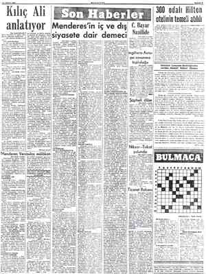  17 NİSAN 1952 Kılıç Ali anlatıyor : 1Baş tarafı birincide) ların hayretini ve nazarı dik- katini celbetmiş, aralarında: — «Bu