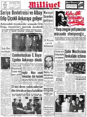  22 Nisan || harı es: Nuruosmaniye Türbedar Sokak No: 18 -İSTANBUL igraf: MİLLİYET , İstanbul YAK 702 1952 | Sal İ sosta...
