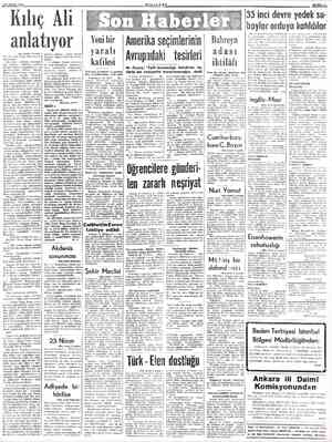  eZELNİSAN 1952 MILLİIYET Kılıç Ali anlatıyor (Baş tarafı 1 incide) isande et- tirmiy miyeceğiz!» :C rağmen mensup- naye —...