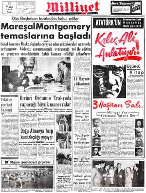  W Tolgraf: MİLLİYET — İstanbul Mayıs | y | sıL: 3—sAYI; 123 1952 ——— Söl w A 492 BT alı İ Fiya TI Bugün şehrimizde hava genel
