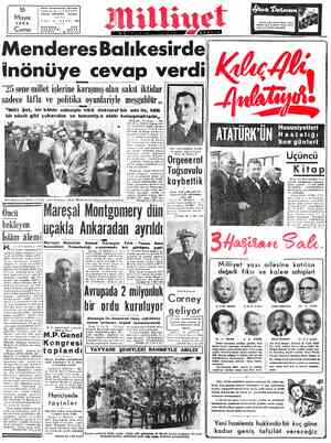  16 Mayıs 1952 Cuma İ7 YIL; Posta Kutusi E 1 Adres: Nuruosmaniye Türbedar Sokak No:18-İSTANBUL Telgraf: MİLLİYET - İstanbul