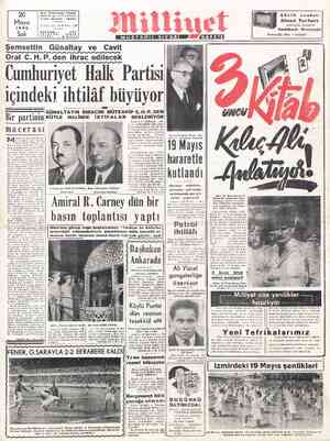 1952 Mayıs ı Salı Posta RI FİYATI | Adres: Nuruosmaniye Türbedar Sokak No: 18-İSTANBUL Telgrafi MİLLİYET . İstanbul YI L;...