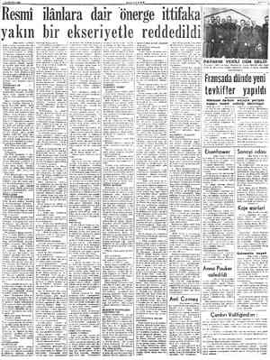  31 MA 1952 MİLLİYET Resmi Idânlara dair önerge ittifaka yakın bir ekseriyetle reddedildi (Baş tarafı 1 incidej onlara cevap