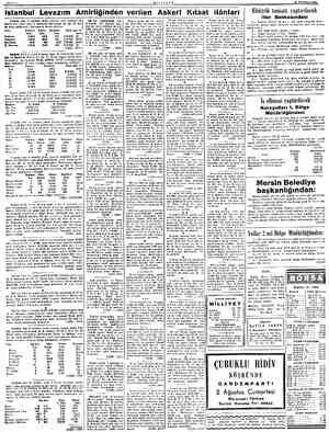  RAYFA A MILLİYET 29 TEMMUZ 1952 istanbul Levazım Amirliğinden verilen Askeri Aşağıda cins ve mıkdarı yazılı sebzeler açık...