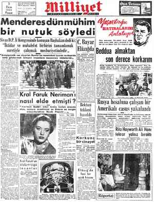  D 5| Ekim (, 1952 | Pazar Adres: Nuruosmaniye Türbedar Sokak No. 18 İSTANBUL Telgraf: MİLLİYET - İstonbul IL: 3—SAYI: 863...