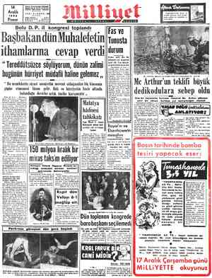 D4 | Aralık Adreş: Nuruosmaniyo Türbedar Sokak No. 18 İSTANBUL Telgraf; MİLLİYET - İstanbul YIL; 3—BSAYI: 933| 5, 1952 zoamem