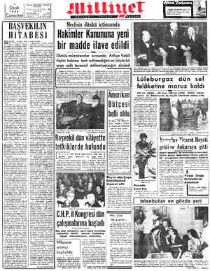  Ocak Telgraf: MİLLİYET - İstanbul YIL; 3—SAYI: 960 1953 "T a Cumartesi| FELAF0* , geSie -- — — Bugün şehrimizde hava; u-...