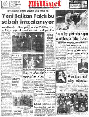  Adreşi Nuruosmaniye Türbedar Sokak No, 18 İSTANBUL Telgraf: MİLLİYET - İstanbul 28 Şubat 1953 YIL: 3—BAYI; 1009 İ Zonta Kutum