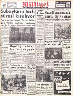  Adreş: Nuruosmaniye Türbedar Sokak No. 18 İSTANBUL Telgraf: MİLLİYET - İstanbul F 3 Mart 1953 YIL: 3—SAYI: 1022 Posta Hutusu