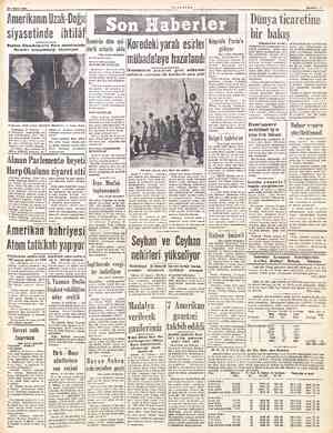  ş. "15 NİSAN 1953 MELLUYED Amerikanın Uzak-Doğu siyasetinde ihtilâf Başkan Eisenhower'i! n Kore mesel2sinde - Dudlesla...