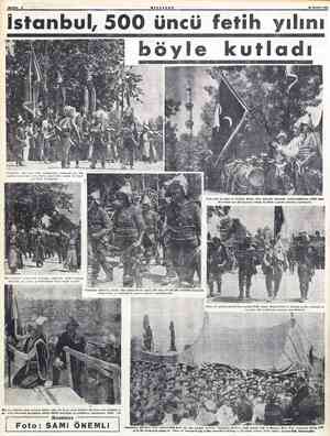  BAYFA: 4 İ MİLLİYET 20 MAYIS 1953 İstanbul, 500 üncü fetih yılını İstanbi ümünü kutlamak için dün yapılan 1 e i coşkun bi b