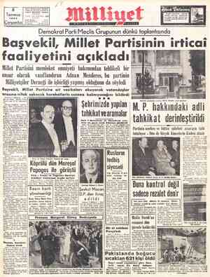  ö Sokak No: 18SİSTANBUL Telgraf: MİLLİYET - İstanbul Temmuz? x7 1 sAyı u 1953 arşambal sırar e el Bugün şehrimmizde — havanın
