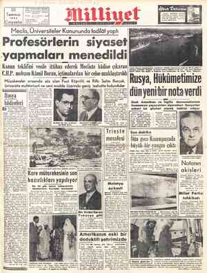  22 U Nuruosmaniye Türbedar :18İSTANBUL W 'Telgraf: MİLLİYET - İstanbul Temmuz” zz 5 aa c ga 1953 | Çaorşambalırarr *i uzak