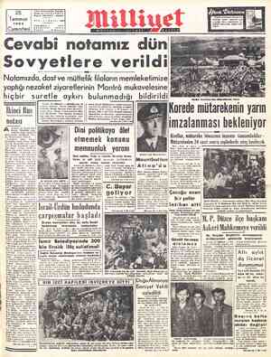  D Tz 45 Sokak No: 18İSTANBUL Telgraf: MİLLİYET - İstanbul Temmuüz | yaçaccaryin v n "guala “aanrları sa 1953 ğ #işiklik...