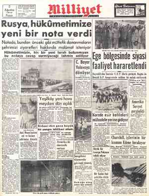  2 Ağustos YIL; 4—SAYI; 1162 1953 Fosta Kut 4o TELEFÖN: 29614 | Pazar. | riarr ; y attt Adres: Nuruosmaniye Türbedar Sokak No: