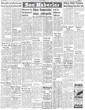  A Eylül 1953 MIİLLİYET üusaddık taraftarlarının_ isyan hareketi akim kaldı IBaş tarafı birincide) Gaşkâri kabilesi İran'ın en
