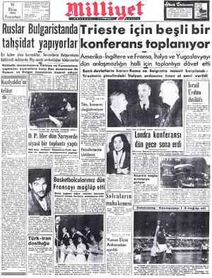  19 | Ekim * 1953 Pazartesi | Adres: Nuruosmaniye Türvedar Sokak N Telgraf: MİLLİYET - İstanbal YIL: 4—SAYI; 1237 Posta Kutusu