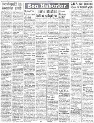  15 KASIM 1953 MILLIYET italya Başvekili dün Ankaradan ayrıldı (Baş tarafı birinc'de| m Üzerinde durmuşlar ve bu evzuda...