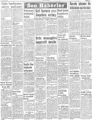  3 ARALIK 1953 — Ü çler konferansı yarın açılıyor (Baş tarafı birincide) Telerde hakim olan — künaatı göre, — önümüzdeki yılın