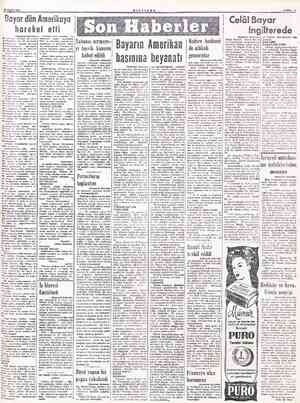  lâgğg 1954 Bayar dün Amerikaya hareket etti (Buştarafı birincide) Bi görmekle bahtiyar olacağım. Beyahatimir. her iki...
