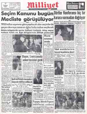  17 Şubat 1954 Adres: Nuruosmaniye Türvedar Sokak No: 18 İSTANBUL Telgrafı MİLLİYET - İstanbul YİL:4—BSAYI:1358 Çarşamba...