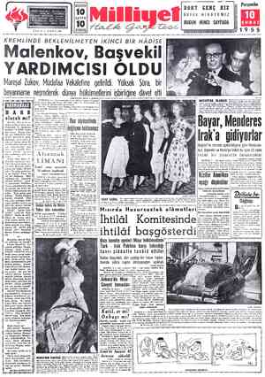  BUGÜN Perşembe 10 DÖRT GENÇ KIZ ADRBES: “Cağaloğlu, Mollalenari sokak No. 1-İSTANBUL TELemAr: MİLLİYET, blambul BÜYÜK...