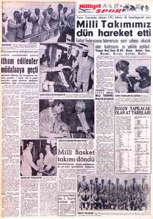 GİDİYORLAR — tüt takım elemanlarından, Bülent, Özcan, Ne- dim, Saim, Turgay ve Coşkun, tayyarenin mer- P ISAMİ ÖNEMLİ)...