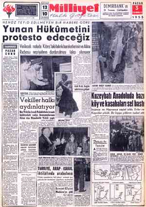  FÜ TELGRAF: MILLIYET, İstanbul POSTA KUTUSU: (32, Istanbul SAYFA TELEFONLAR: Saniral: 24213 Başyazar: 24811, Müdür: 29614 (Ç