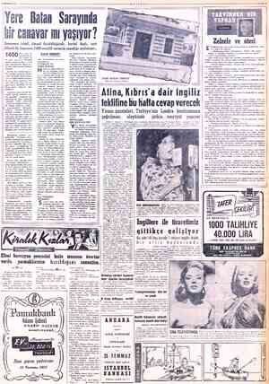  $ TEMMUZ 1955 * ir canavar mı yaşıyo Semender isimli, timsah büyüklüğünde, dikenli bir hayvanın 1400 senelik sarnıçta...