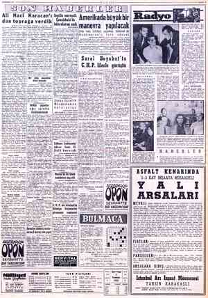  9 TEMMUZ 1955 *“MİLLİYET Ali dün Naci topra © Baştarafı birincide de törende bulunmak üzere gön- dermiş ve çelengi bizzat...