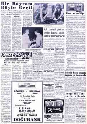 3 AĞUSTOS 1955 Bir Bayram Böyle Geçti Kurban kanlarını akıtmak için yağması mütad yağmur bu defa Şimşekleri ve Yıldırımları