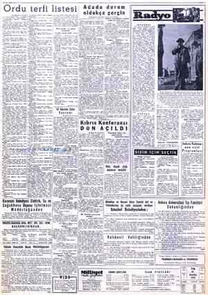  30 AĞUSTOS 1955 Ordu terfi listesi b Baştarafı birincide bere Albayı Şüsrü Altaca, Veliyeddin Esin, İstihim Albayı Müsnü...