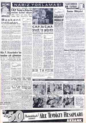  18 EYLÜL 19574 GÜN KALA NABIZ YOKLAMASI TOKAT'TA KUVVETLİ GÖRÜNMESİNE RAĞMEN Ç.H.P Turhal ve Erbaa'da henüz Başkenf...
