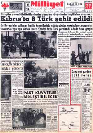  TELE TELGRAF: MİLLİYET, POSTA KUTUSU : BUGÜN SAYFA KURUŞ 492, İstanbul FON:; 27 42 10,.( Santral ) YIL: 8 — S 2713 KAR...